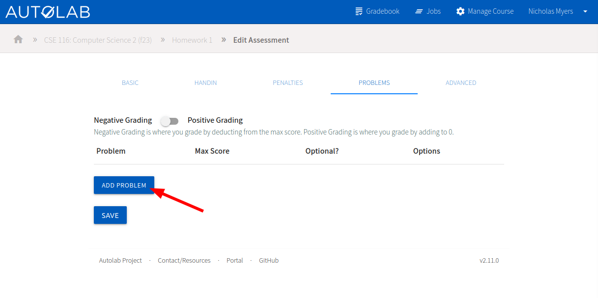 Add problems arrow