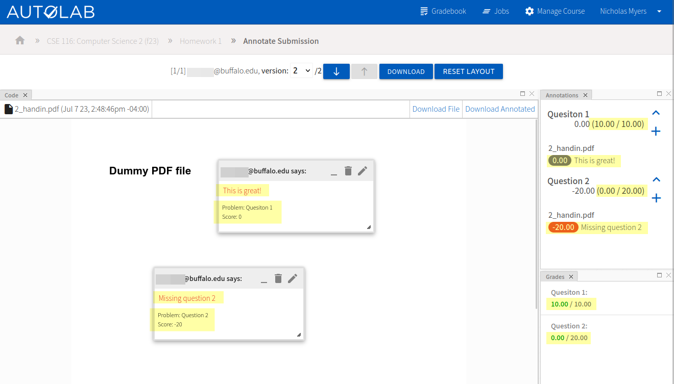 Assign grade by annotation