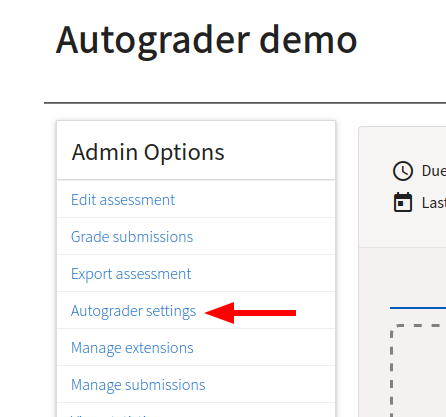 Autograder settings link