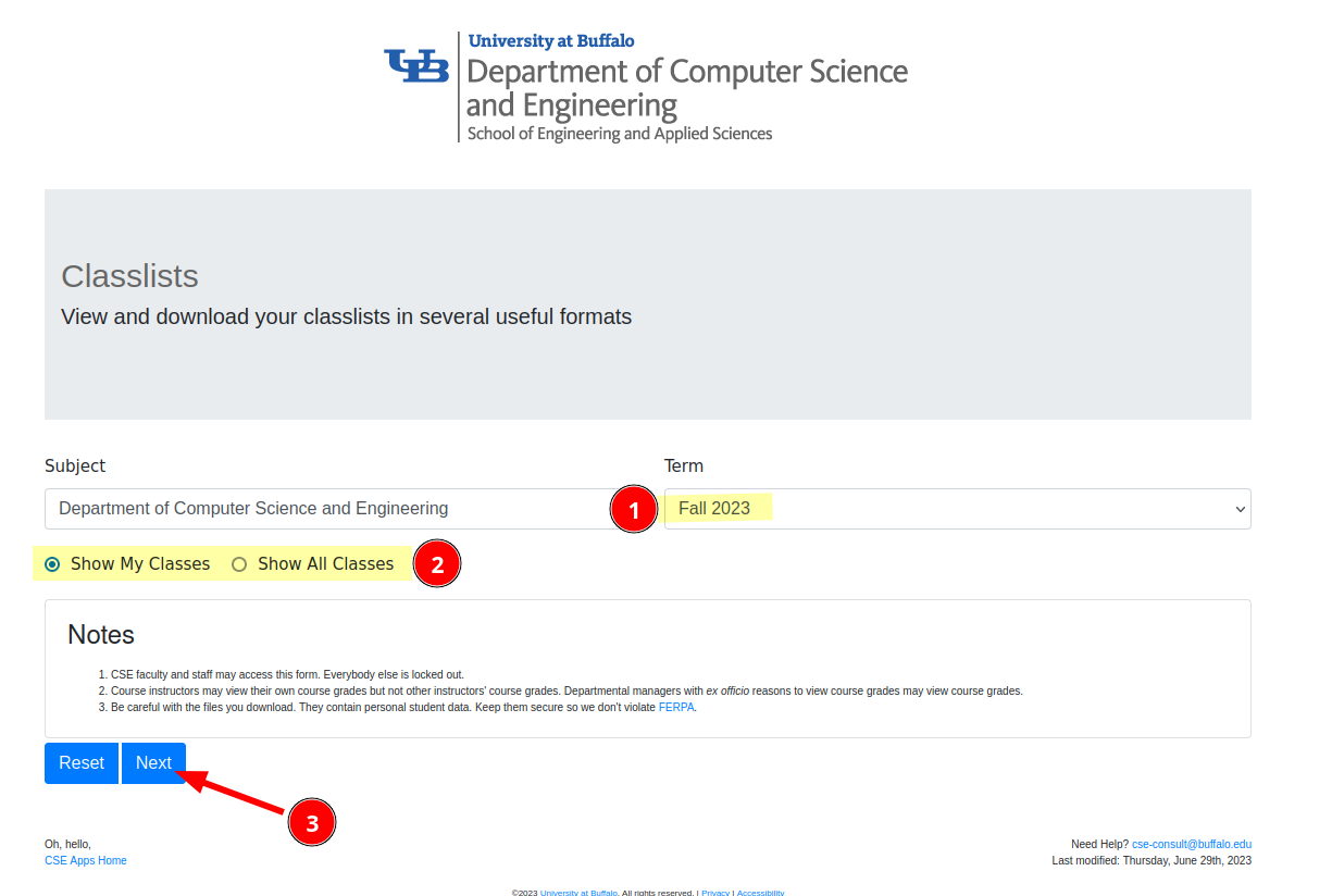 CSE Classlists