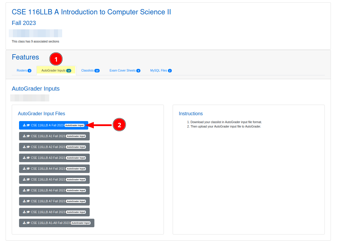 CSE Classlists autograder tab