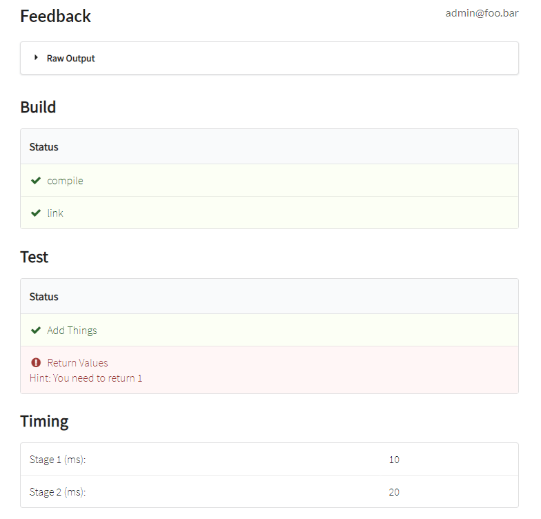Formatted feedback autolab docs
