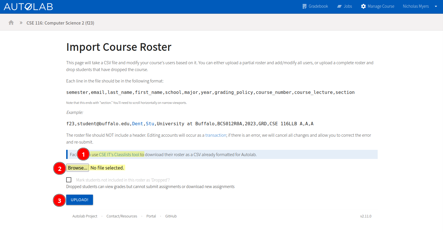 Import course roster