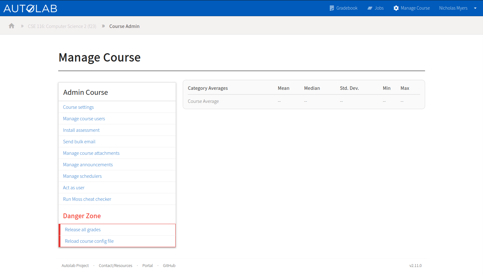 Manage course