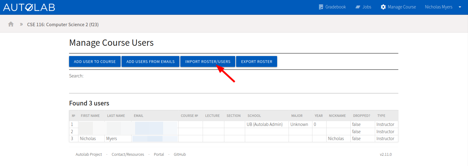 Manage course users