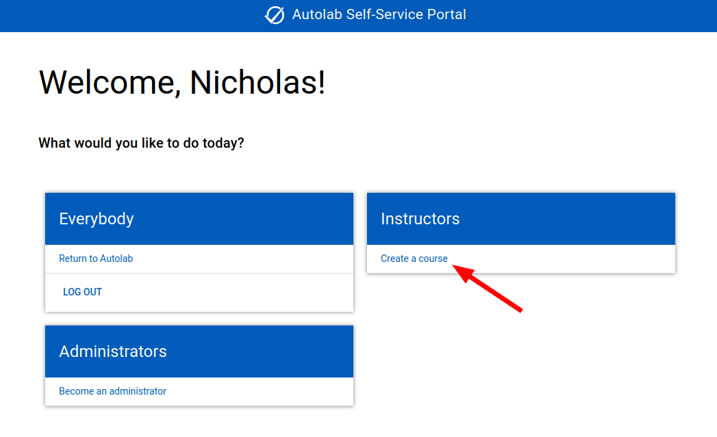 Portal create a course arrow